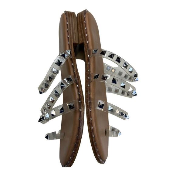 Sincerely Jules Slide Sandals Women's 8.5 Brown Tabbi PVC Flat Studded Strappy - Picture 4 of 4